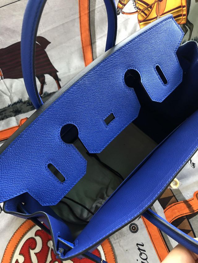 Hermes original epsom leather birkin 35 bag H35-3 blue zellige