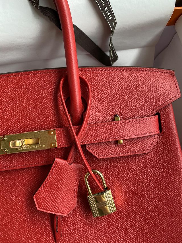 Hermes original epsom leather birkin 30 bag H30-3 rouge casaque