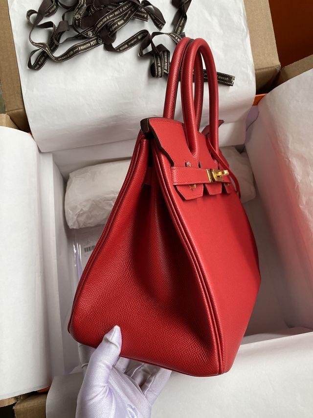 Hermes original epsom leather birkin 30 bag H30-3 rouge casaque