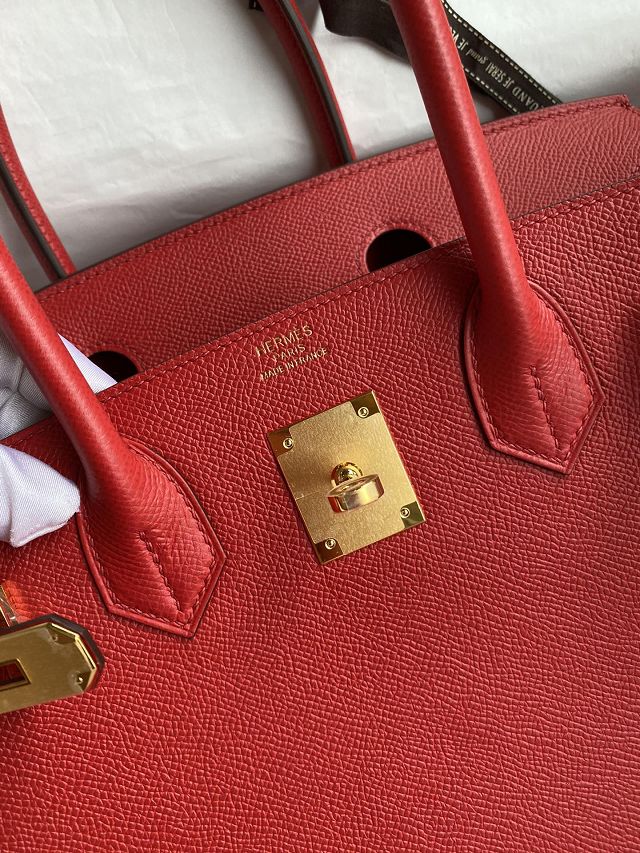 Hermes original epsom leather birkin 30 bag H30-3 rouge casaque