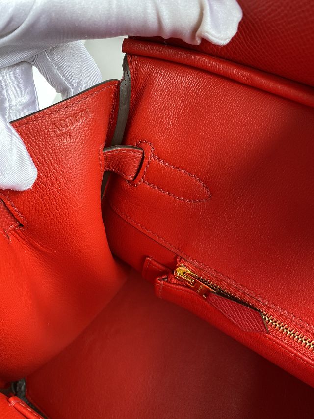 Hermes original epsom leather birkin 30 bag H30-3 rouge casaque