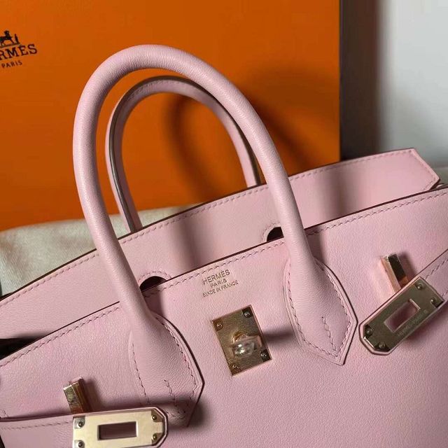 Hermes original swift leather birkin 25 bag H25-5 rose sakura