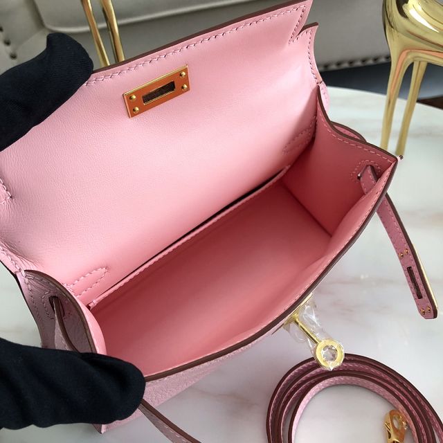 Hermes original chevre mini kelly 19 bag KG0019 rose confetti