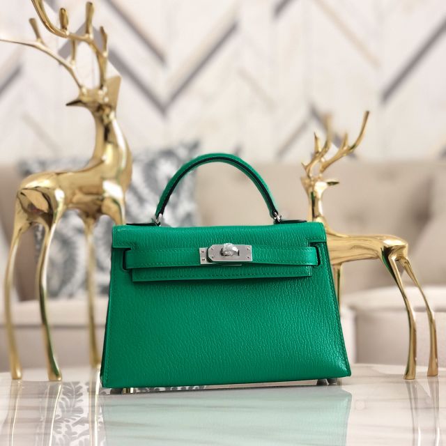 Hermes original chevre mini kelly 19 bag KG0019 vert vertigo
