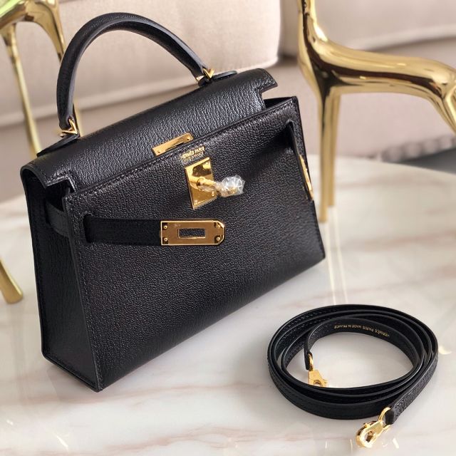 Hermes original chevre mini kelly 19 bag KG0019 black