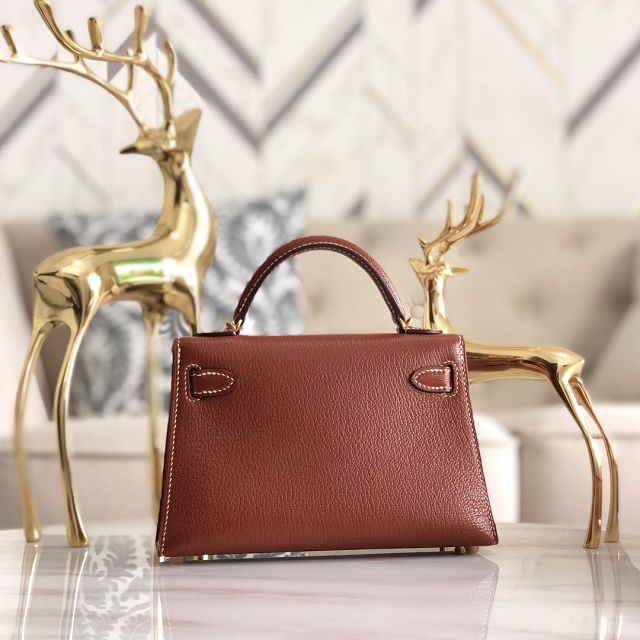 Hermes original chevre mini kelly 19 bag KG0019 brown