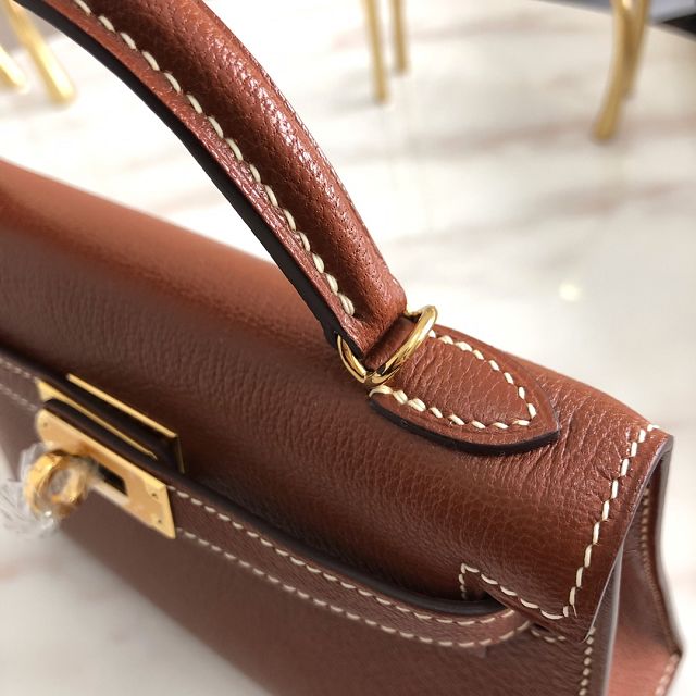 Hermes original chevre mini kelly 19 bag KG0019 brown