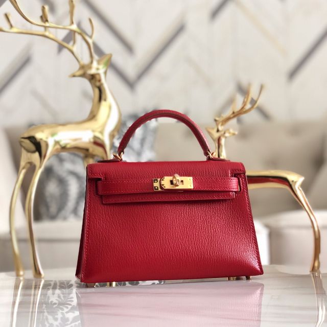 Hermes original chevre mini kelly 19 bag KG0019 red