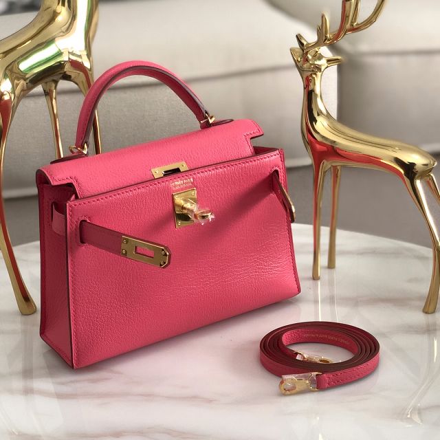 Hermes original chevre mini kelly 19 bag KG0019 rose lipstick