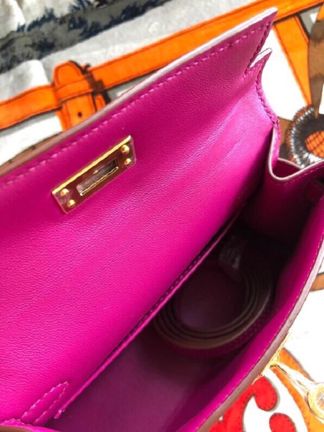 Hermes original chevre mini kelly 19 bag KG0019 rose purple
