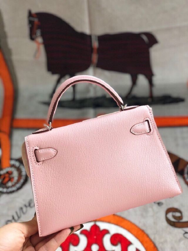 Hermes original chevre mini kelly 19 bag KG0019 rose sakura