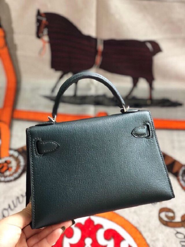 Hermes original chevre mini kelly 19 bag KG0019 vert cypres
