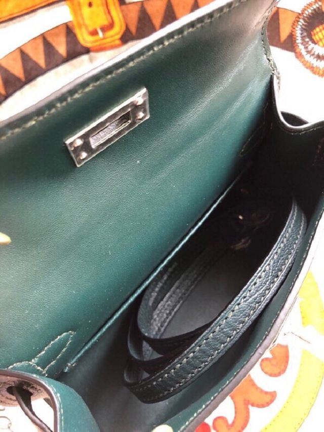 Hermes original chevre mini kelly 19 bag KG0019 vert cypres