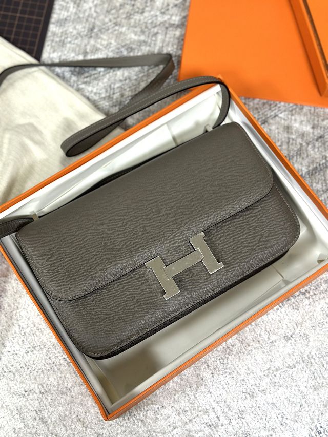 Hermes original epsom leather constance elan bag C026 grey etain