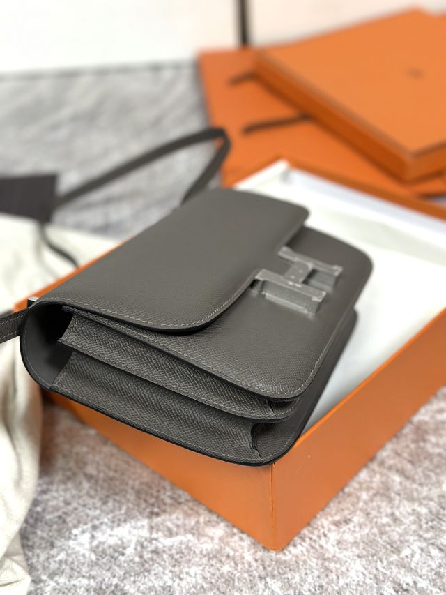 Hermes original epsom leather constance elan bag C026 grey etain