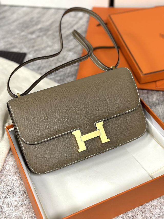 Hermes original epsom leather constance elan bag C026 grey etoupe