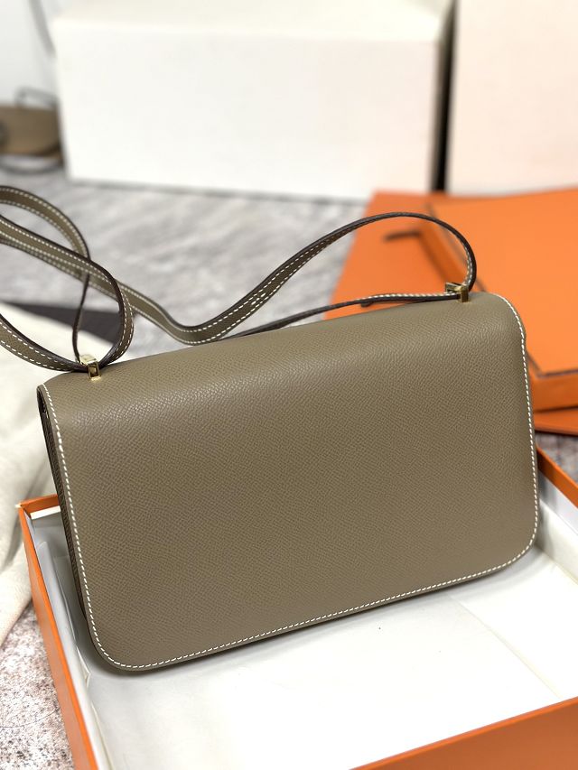Hermes original epsom leather constance elan bag C026 grey etoupe