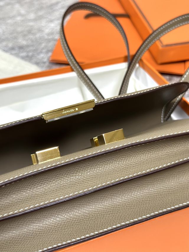 Hermes original epsom leather constance elan bag C026 grey etoupe