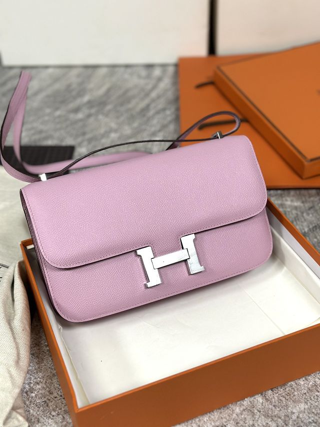 Hermes original epsom leather constance elan bag C026 mauve sylvestre