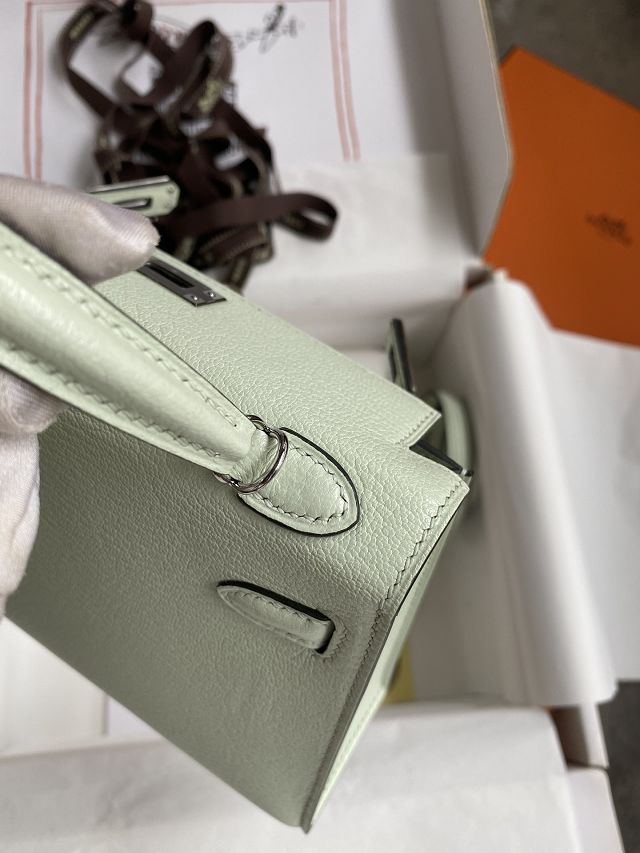 Hermes original chevre mini kelly 19 bag KG0019 vert fizz