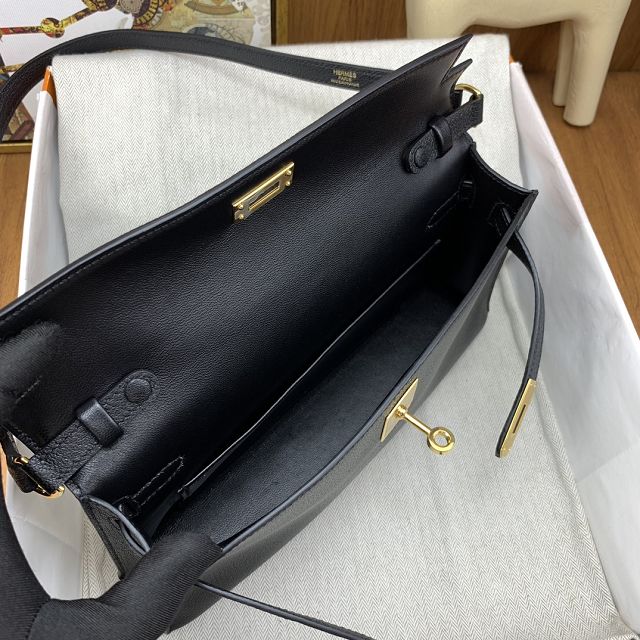 Hermes original chevre leather kelly elan KE0028-5 black