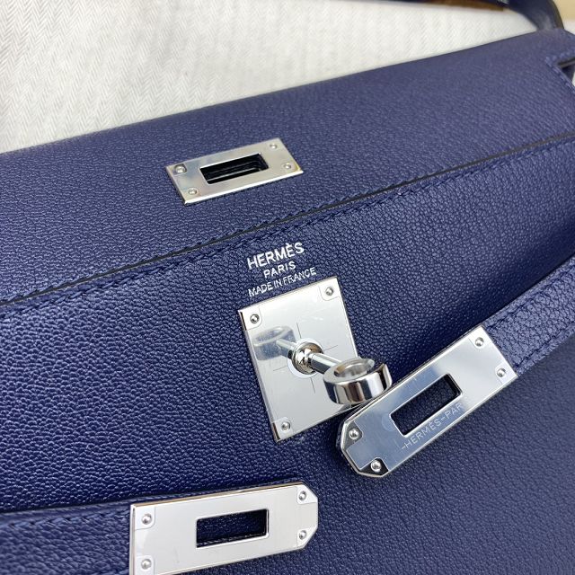 Hermes original chevre leather kelly elan KE0028-5 blue sapphire