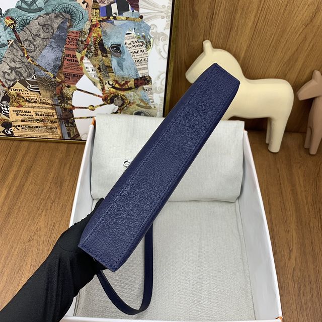 Hermes original chevre leather kelly elan KE0028-5 blue sapphire