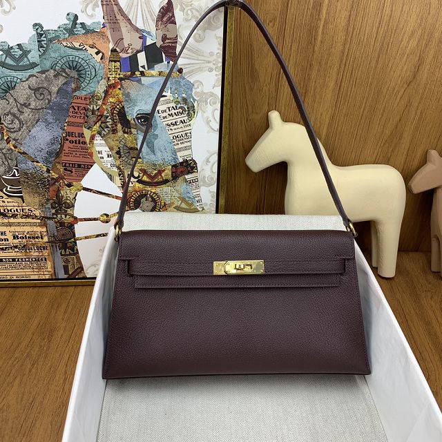 Hermes original chevre leather kelly elan KE0028-5 rouge sellier