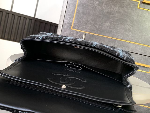 CC original tweed medium flap bag A01112 black