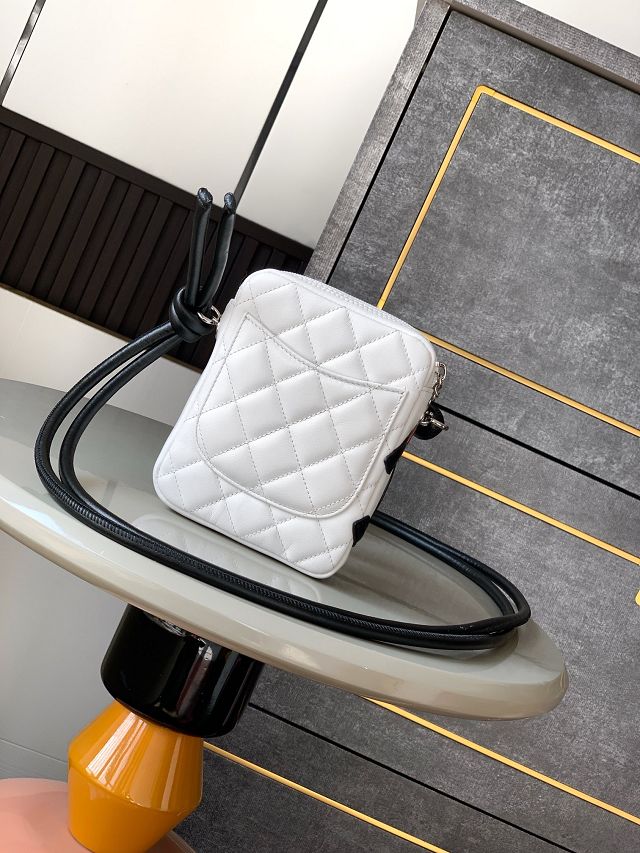 CC original lambskin mini camera bag AS6325 white