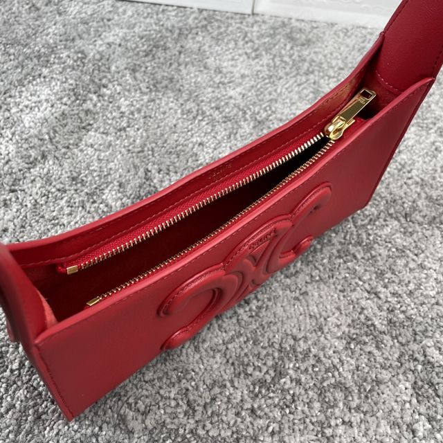 Celine original calfskin triomphe shoulder bag 198153 rose red