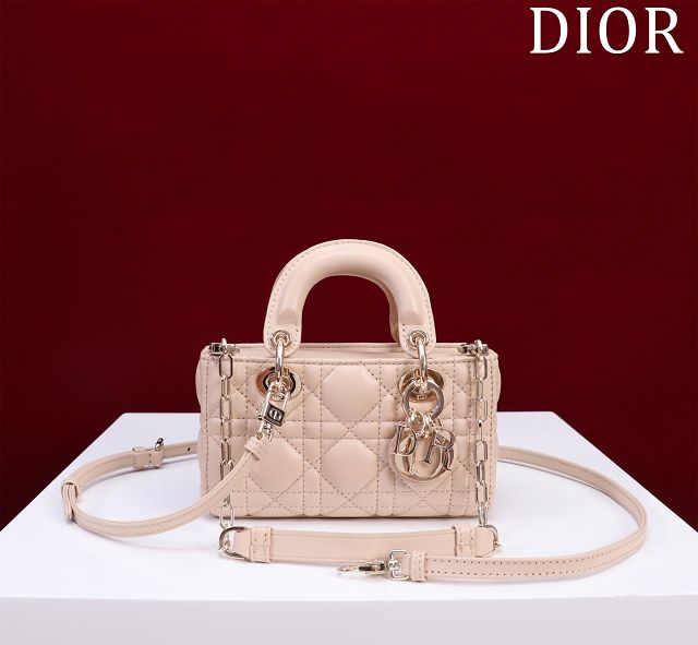 Dior original lambskin lady D-Joy micro bag S0910 beige