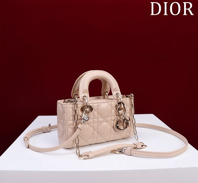 Dior original lambskin lady D-Joy micro bag S0910 beige