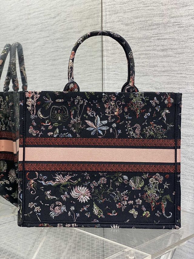 Dior original cotton large book tote bag M1286 black&pink