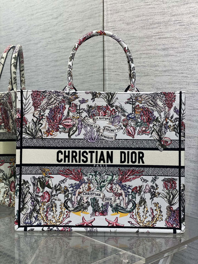 Dior original cotton large book tote bag M1286 white