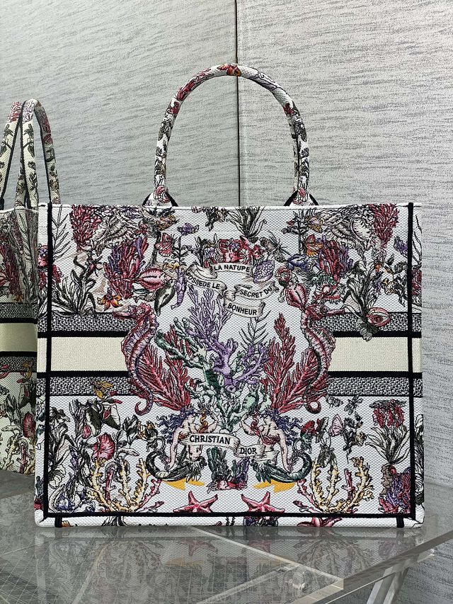 Dior original cotton large book tote bag M1286 white