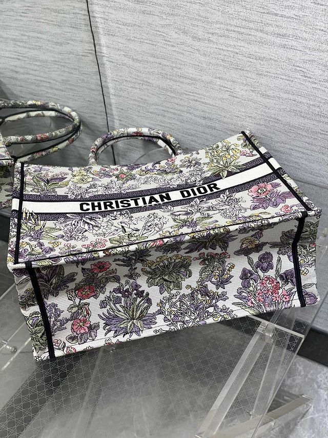 Dior original cotton large book tote bag M1286 white&purple