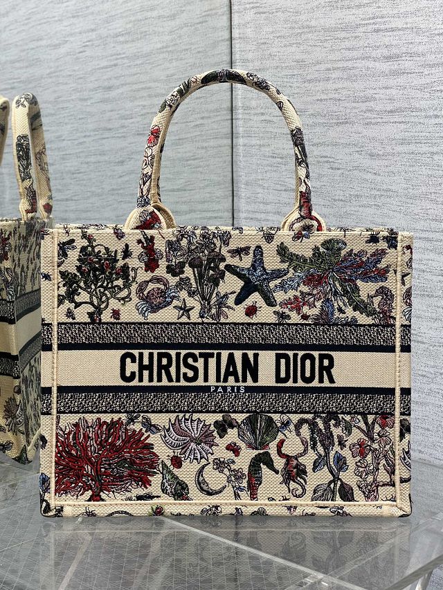Dior original cotton medium book tote bag M1296 beige
