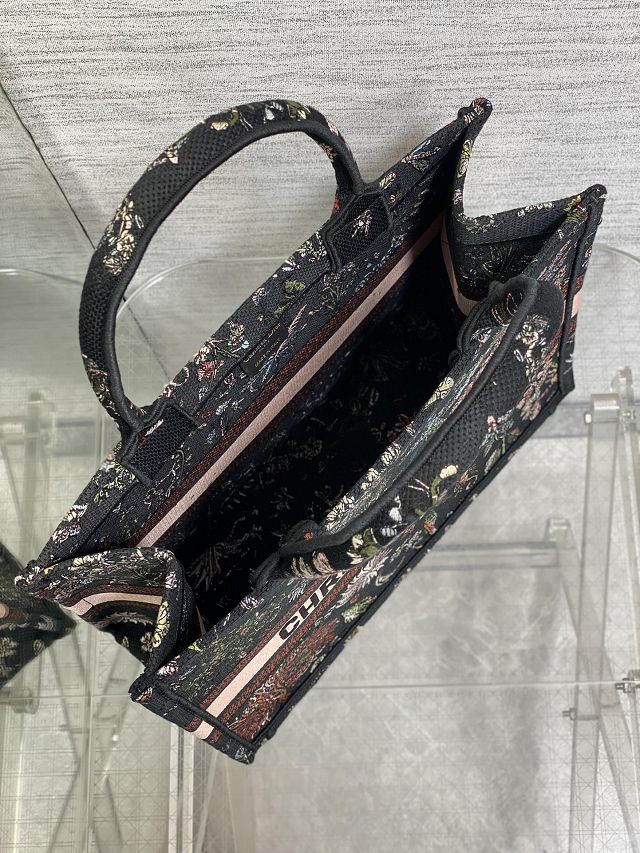 Dior original cotton medium book tote bag M1296 black&pink