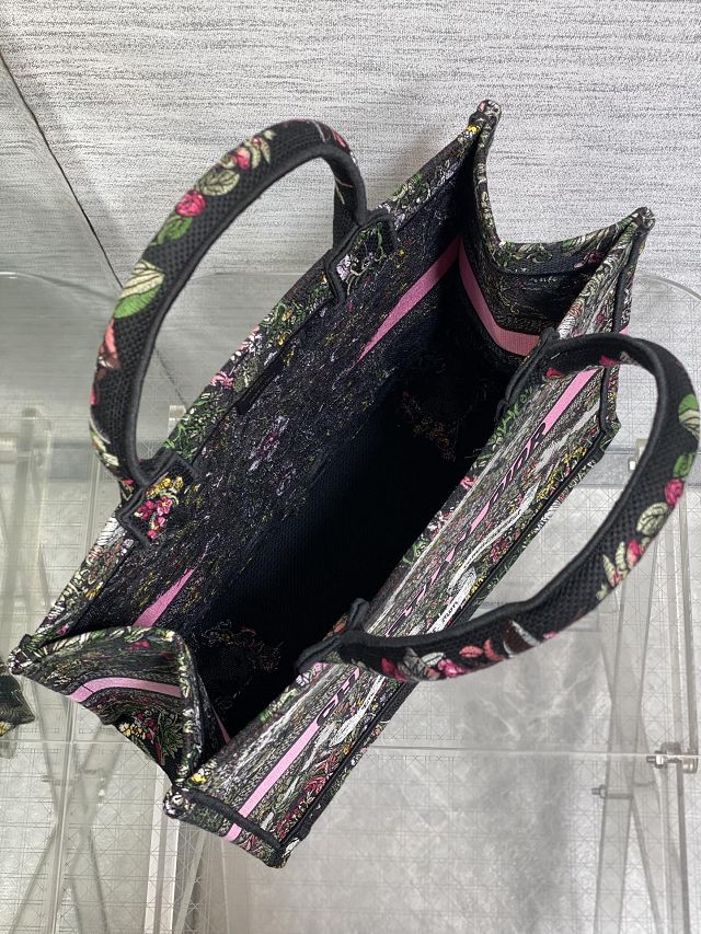 Dior original cotton medium book tote bag M1296 black&pink