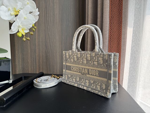 Dior original cotton mini book tote S5573 grey