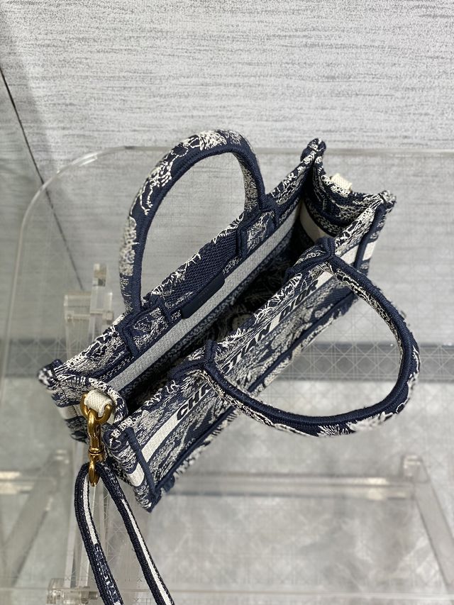 Dior original cotton mini book tote S5573-2 blue