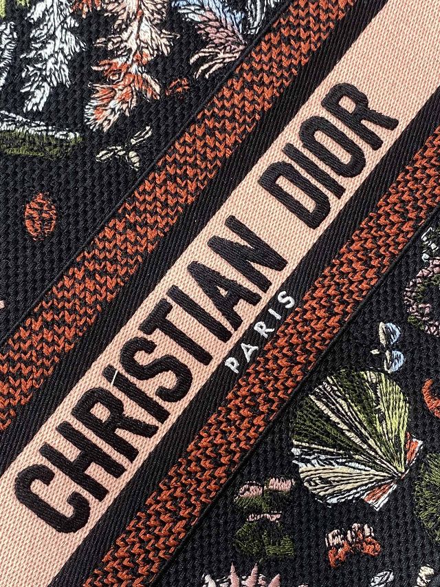 Dior original cotton small book tote bag M1265 black&pink