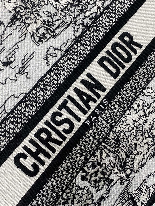 Dior original cotton small book tote bag M1265 black&white