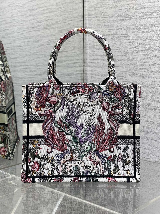 Dior original cotton small book tote bag M1265 white&black