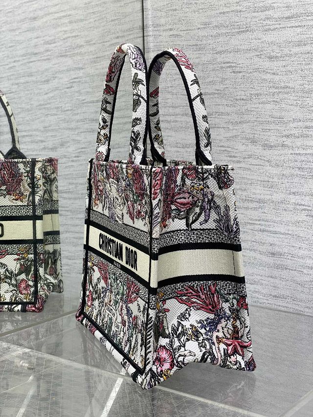 Dior original cotton small book tote bag M1265 white&black