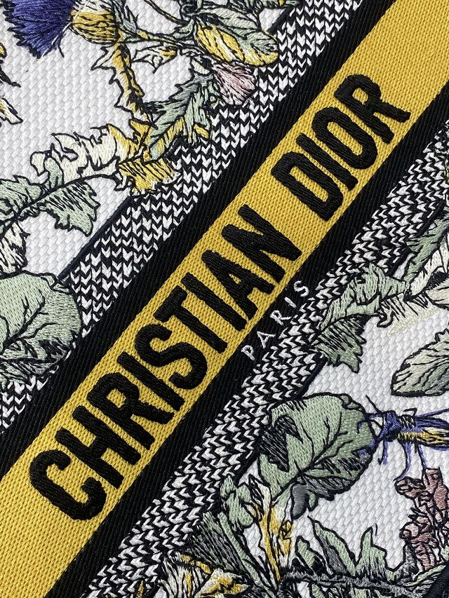 Dior original cotton small book tote bag M1265 white&yellow