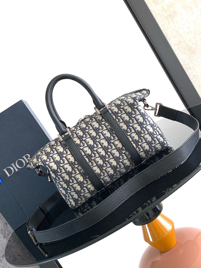Dior original jacquard Weekender 25 handbag 1ESPO322 blue
