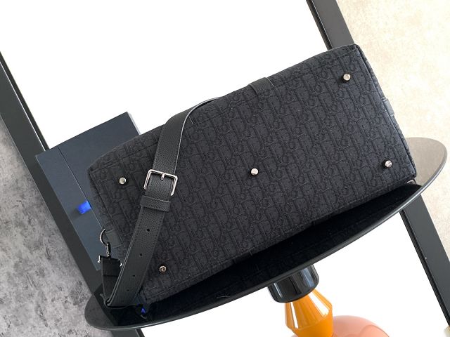 Dior original jacquard Weekender 40 handbag 1ESDU134 black