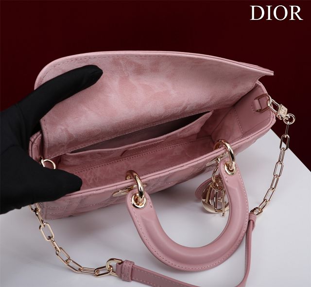Dior original lambskin medium lady D-Joy bag M0540 pink